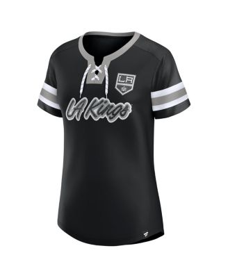Women's Black Los Angeles Kings Iconic Athena Lace-Up T-Shirt