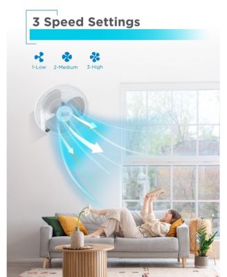 BLACK+DECKER 16" Wall Fan with Remote Control, Oscillating Fan with 3 Speed Settings and Shut Off Fan Timer, Wall Mount Fan with Adjustable Tilt Angle, White