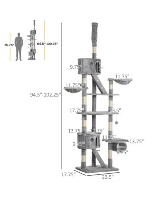 Floor to Ceiling Cat Tree, 94.5"-102.5" Adjustable Height Cat Tower