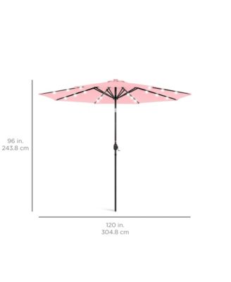 10ft Solar LED Lighted Patio Umbrella w/ Tilt Adjustment, UV-Resistant Fabric