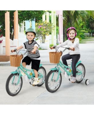 16 Inch Kids Bike Retro Bicycle with Adjustable Height and Basket for Ages 4-8 Years Old