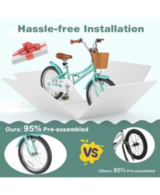 18 Inch Kids Bike Retro Bicycle with Adjustable Height and Basket for Ages 4-8 Years Old