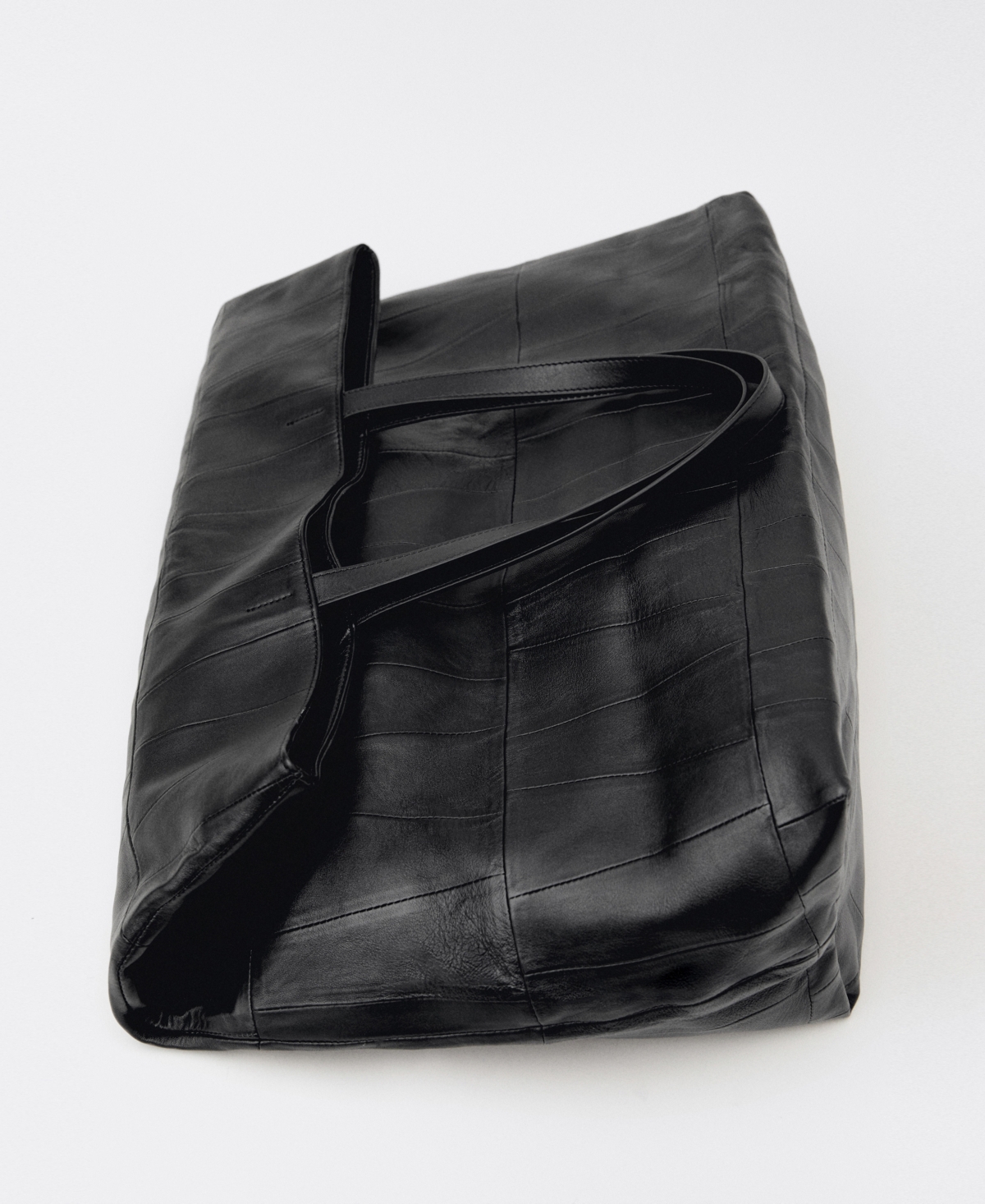 Mango Women's Patchwork Leather Shopper Bag