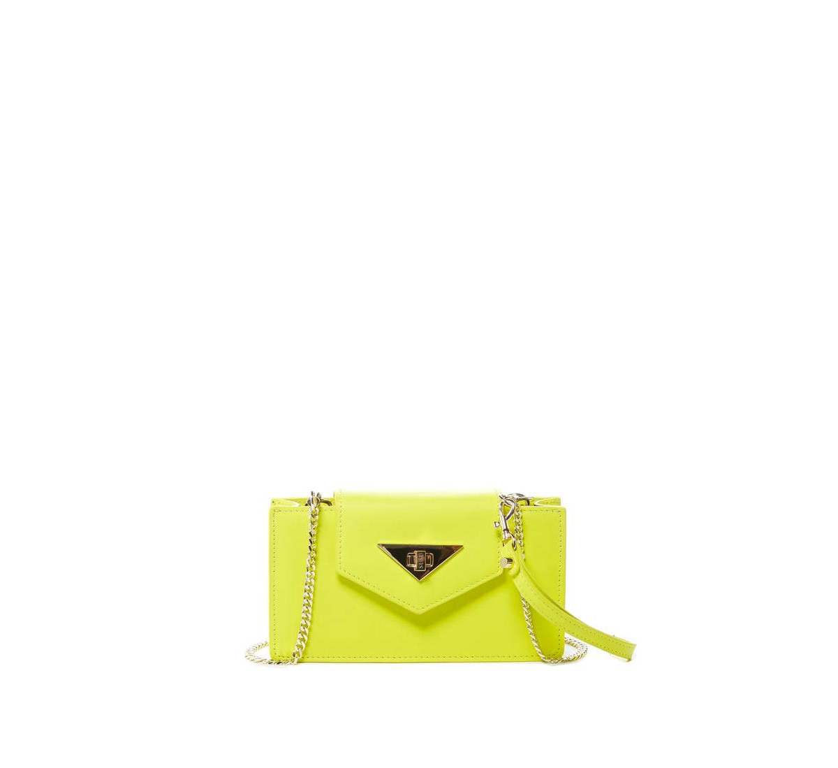Bright Yellow Mini Crossbody Purse Chain Strap Leather Wristlet Women's Handbag