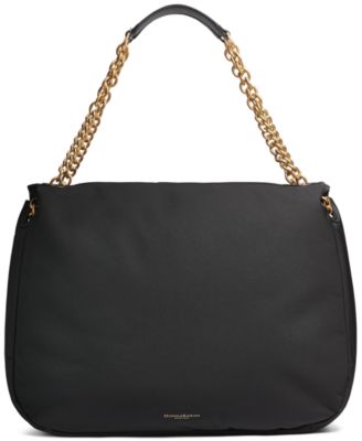 Crepe Large Nylon Shoulder with Chain Strap