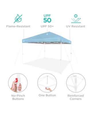 8x8ft Easy Setup Pop Up Canopy w/ 1-Button Setup, Wheeled Case, 4 Weight Bags