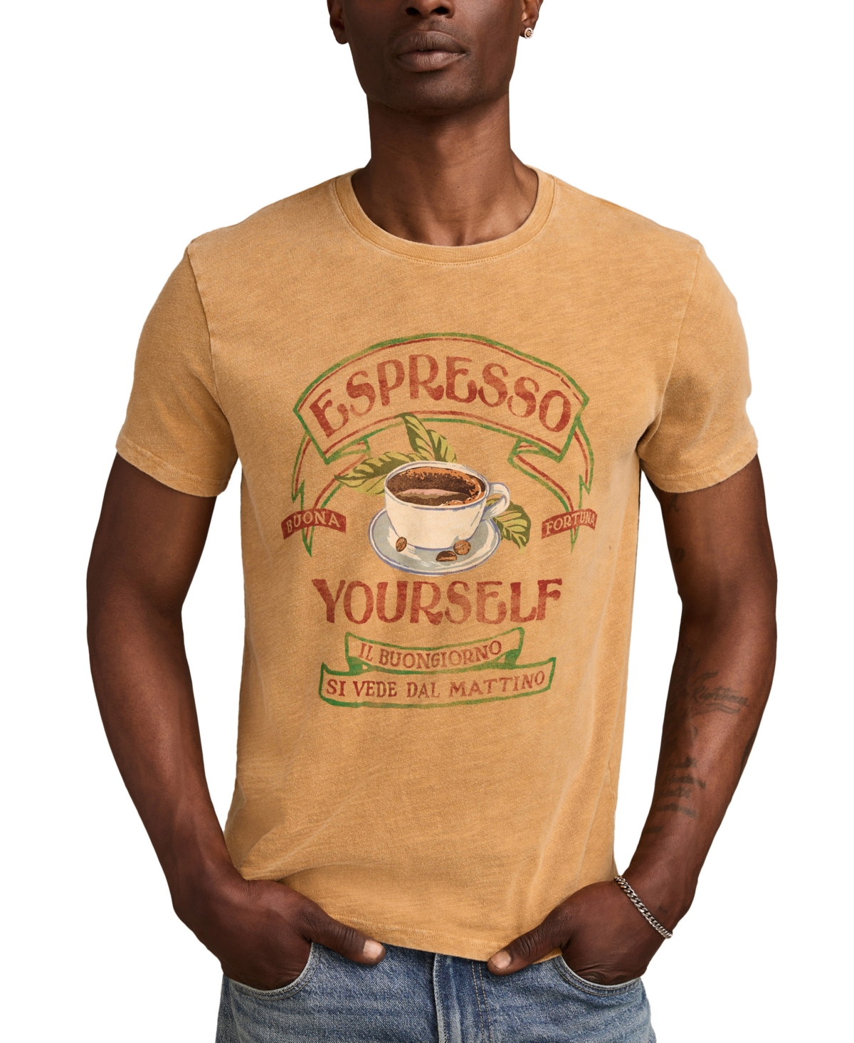 Men's Espresso Yourself Short Sleeve Crewneck Graphic T-Shirt - Wood Thrush