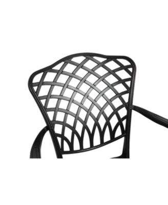 Streamdale 3-Piece Patio Bistro Set Cast Aluminum Table, 2 Chairs, Umbrella Hole, Cushions (Black)