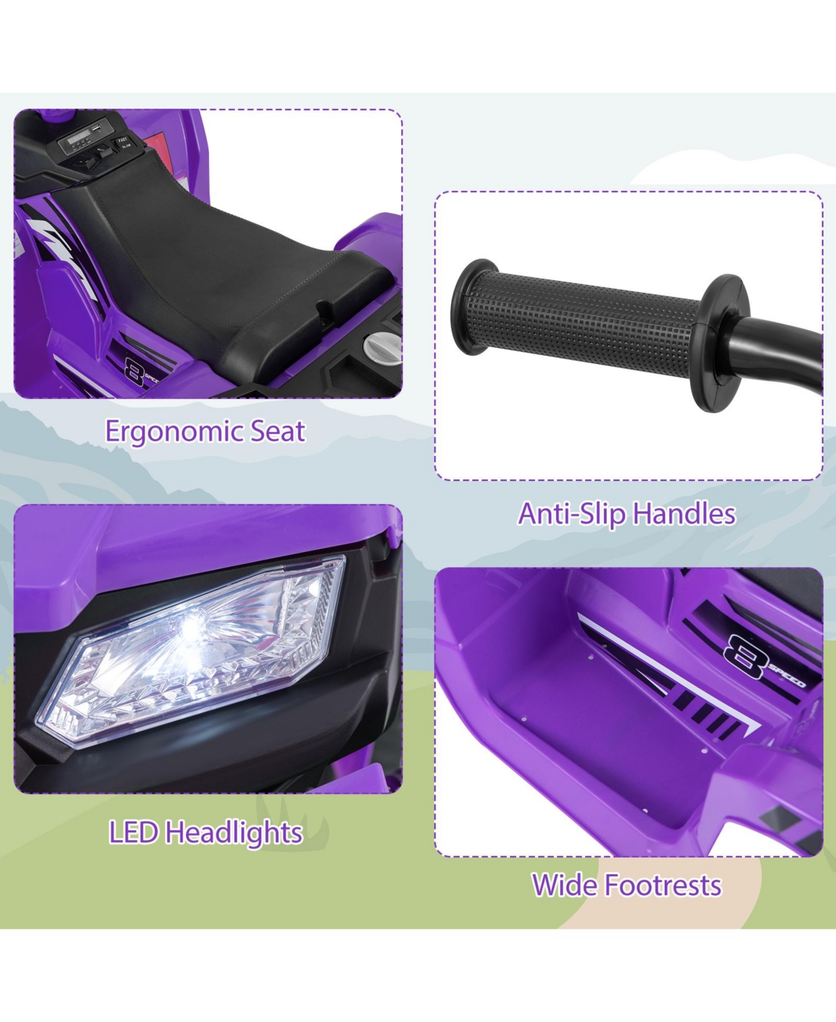 24V Kids Ride-On Electric Atv with Wireless Connection for Toddlers 3-8 Years Old