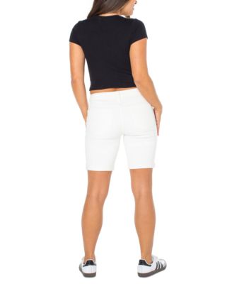 Juniors' Cuffed Hem Bermuda Denim Shorts