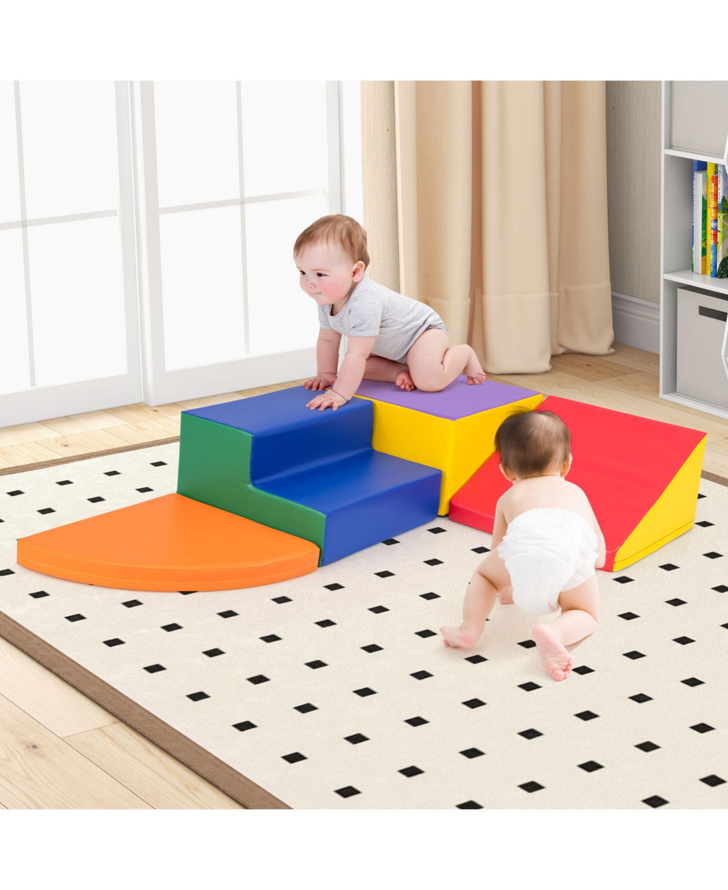 4-Piece Climb and Crawl Foam Block Play Set for Infant Baby