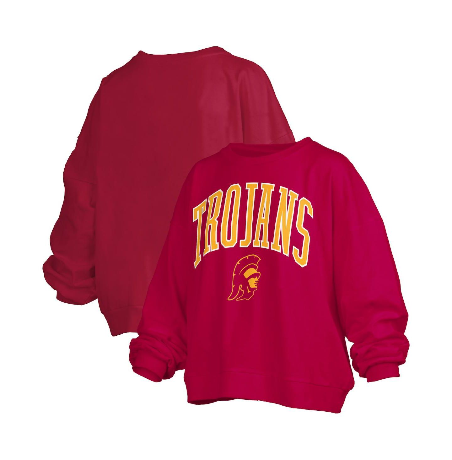 Женская толстовка Pressbox Cardinal USC Trojans Janise Arch Over Logo Waist Length Oversized Pullover — фото 1