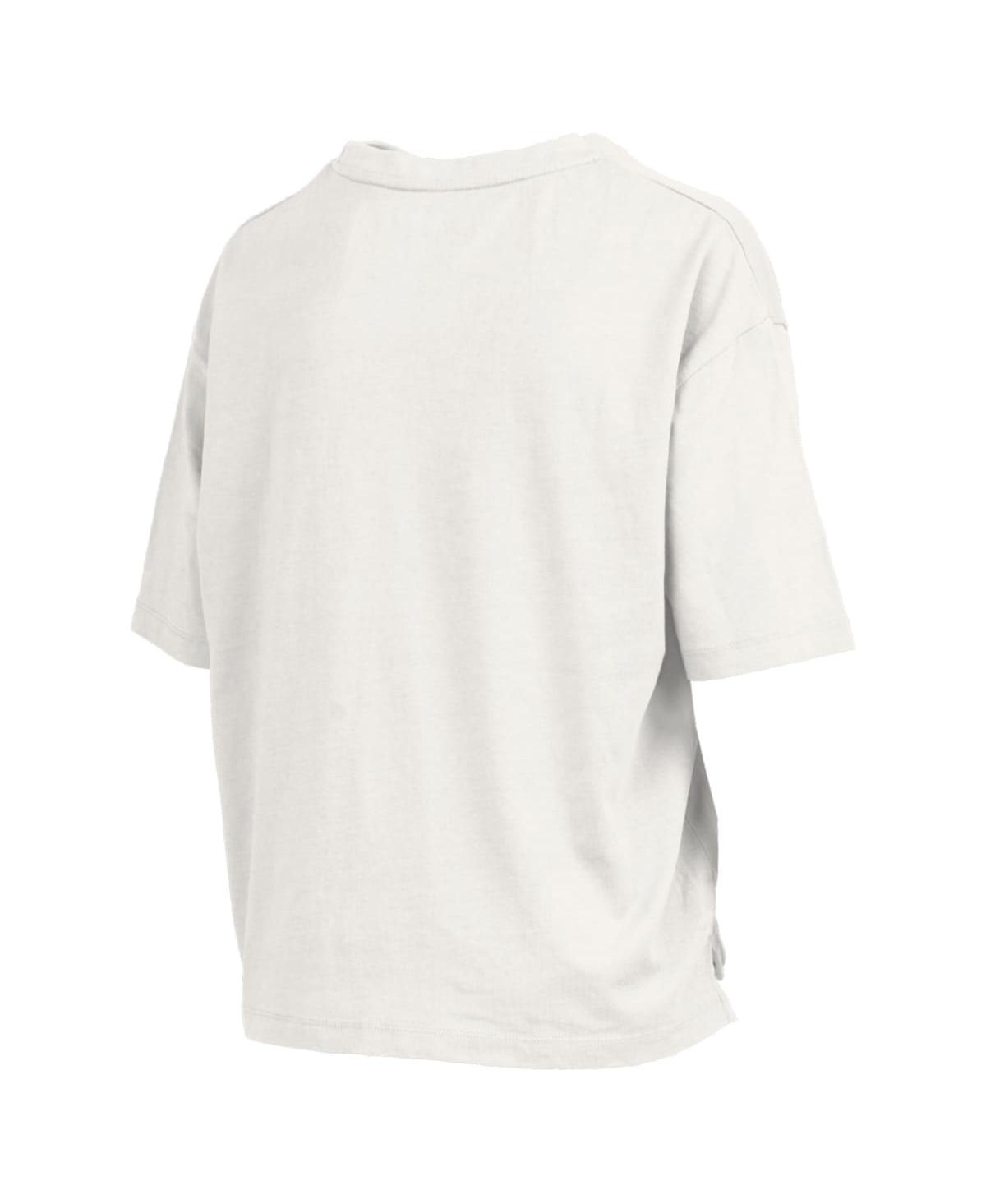 PRESSBOX WOMEN'S WHITE MIAMI HURRICANES NELSON ARCH OVER LOGO WAIST LENGTH OVERSIZED SLUB T-SHIRT 