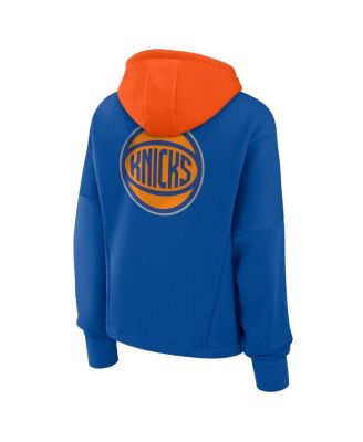 Women's Deep Royal New York Knicks Post Up Boxy Pullover Hoodie
