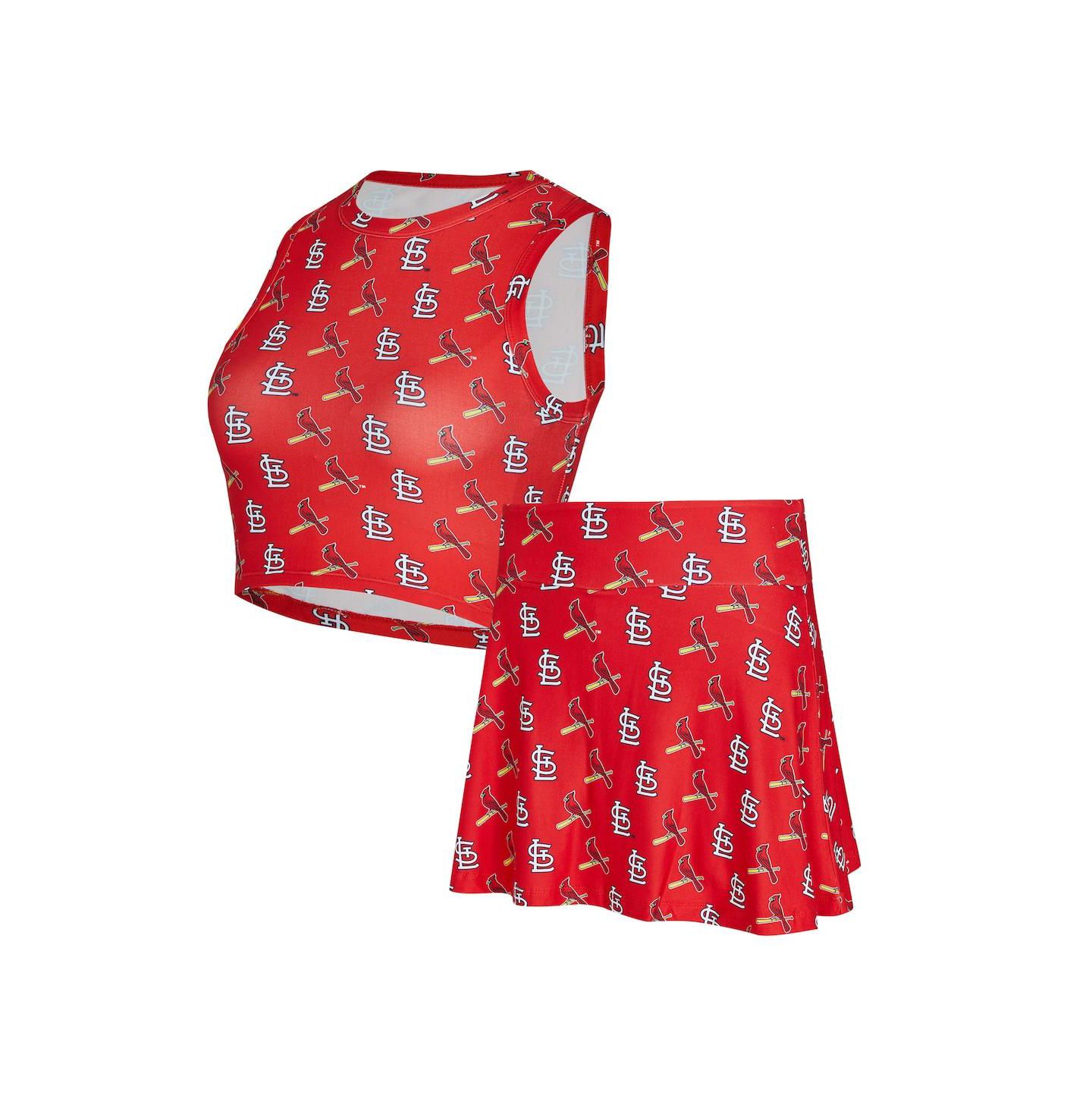 Женский комплект Concepts Sport 2-Piece Red St. Louis Cardinals Knit Tank Top and Skort Set — фото 1