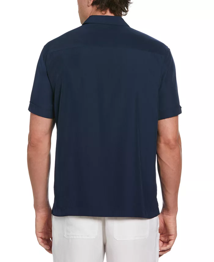 Men's Pick Stitch Panel Short Sleeve Button-Down Shirt - thumbnail 2