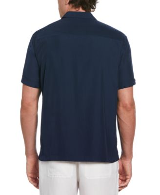 Men's Pick Stitch Panel Short Sleeve Button-Down Shirt