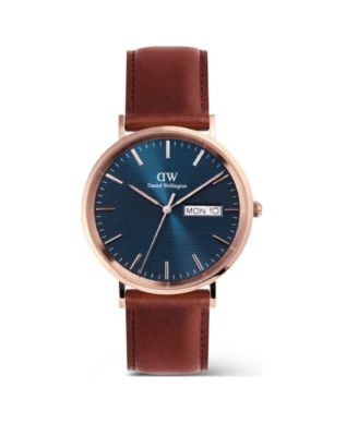 Men's Analog Brown Leather Watch, 40mm