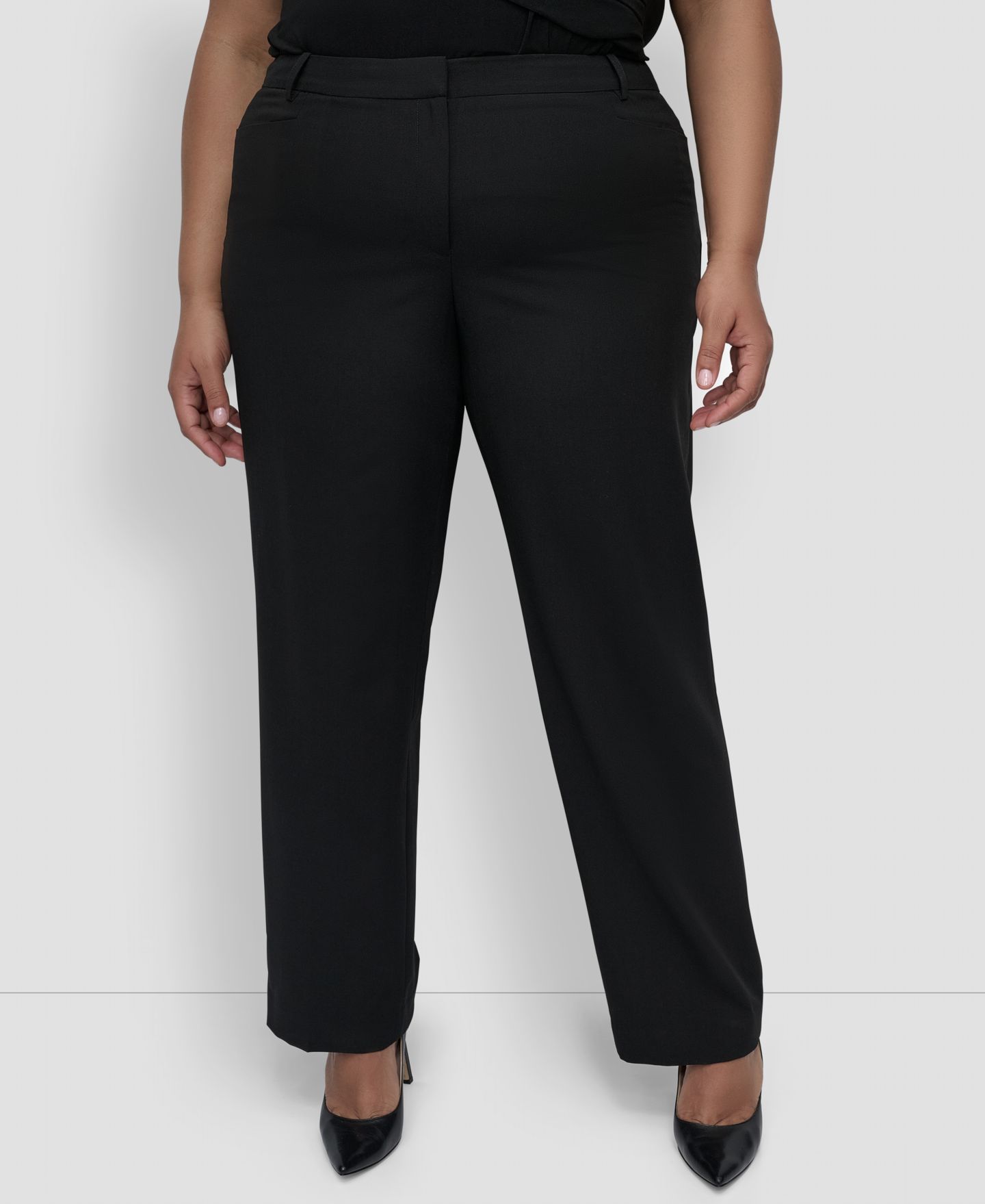 Женские брюки DKNY Plus Size Modern-Fit, цвет: Чёрный — фото 3