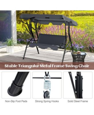 3 Seat Outdoor Patio Canopy Swing with Cushioned Steel Frame