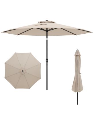 300 CM Patio Umbrella Heavy Duty Market Umbrella w/ Tilt Mechanism Crank Handle