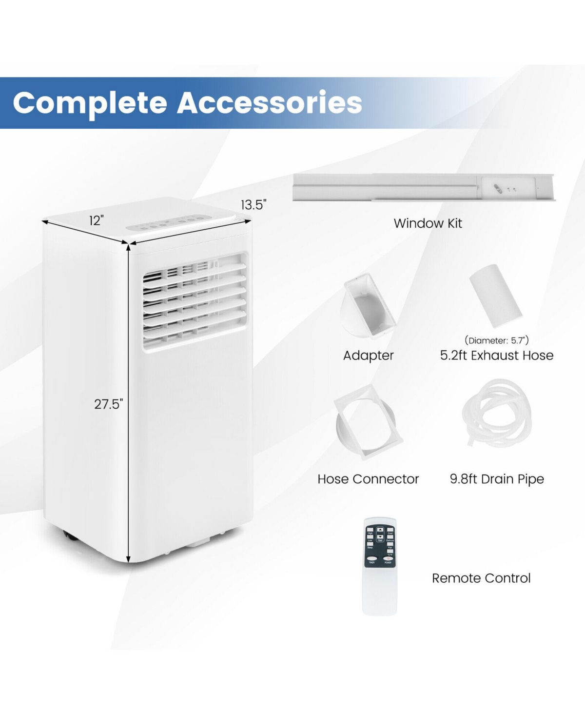 6000 Btu Portable Air Conditioner Cools 250 Sq.Ft