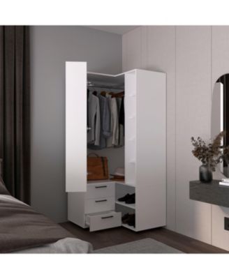 Granger 1-Door 3-Drawer 7-Shelf 10-Leg Wood Armoire