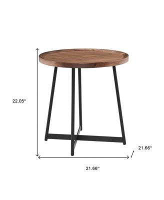 21.66" X 21.66" X 22.05" Round Side Table In American Walnut And Black