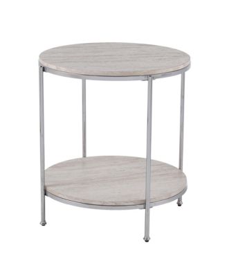 Wood and Iron Rectangular End Table with Shelf for Living Room or Bedroom