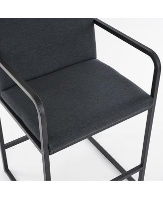 Set of 2 Counter Height Stools, 26.7" Seat Height with Armrests, Metal Frame & Upholstered Cushions