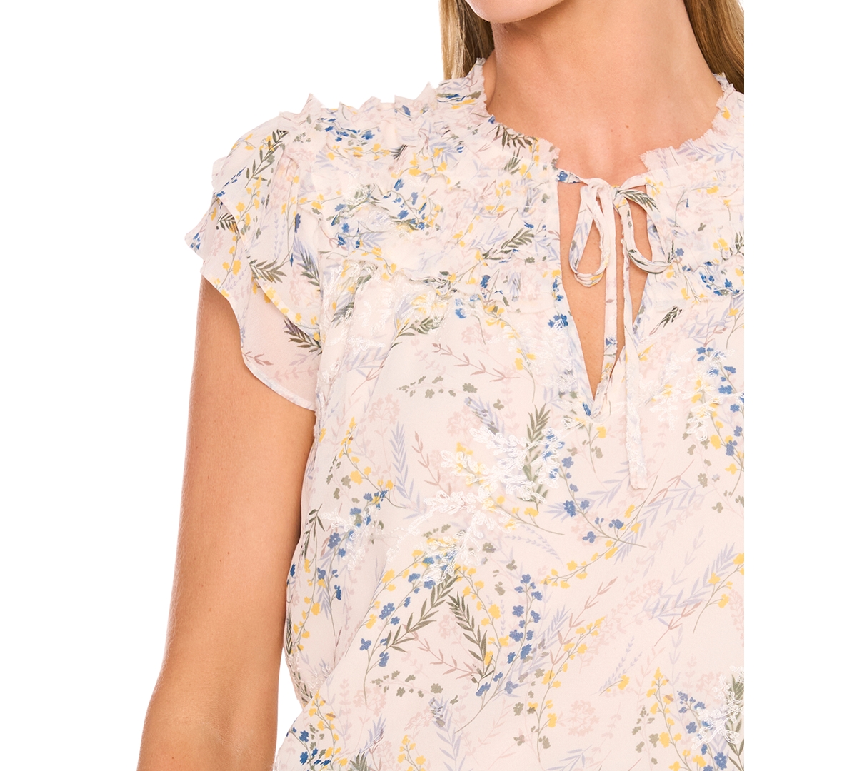 Cece Women's V-neck Flutter Sleeve Blouse In Yellow