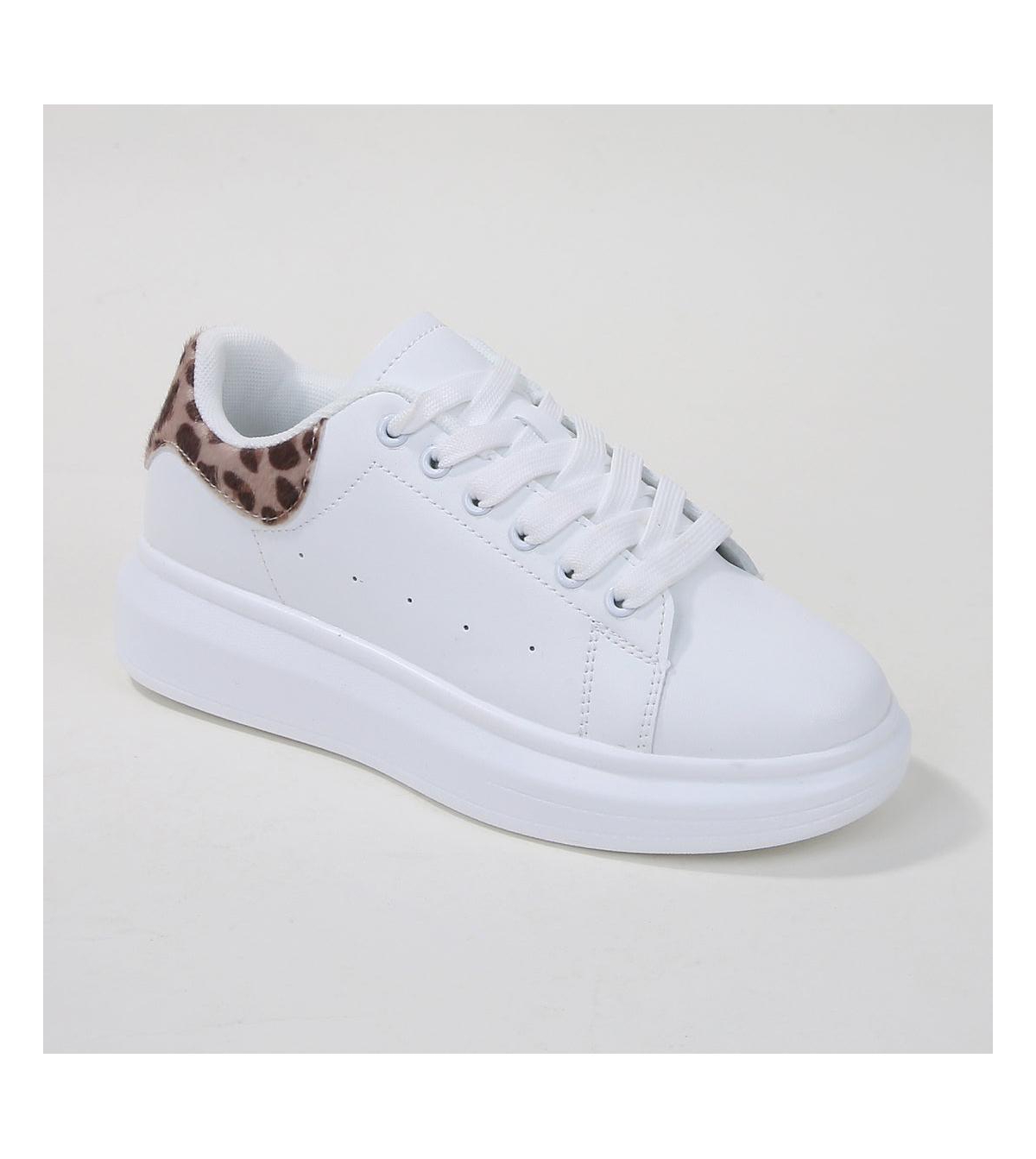 Holly Lace-Up Platform Sneakers - White/brown