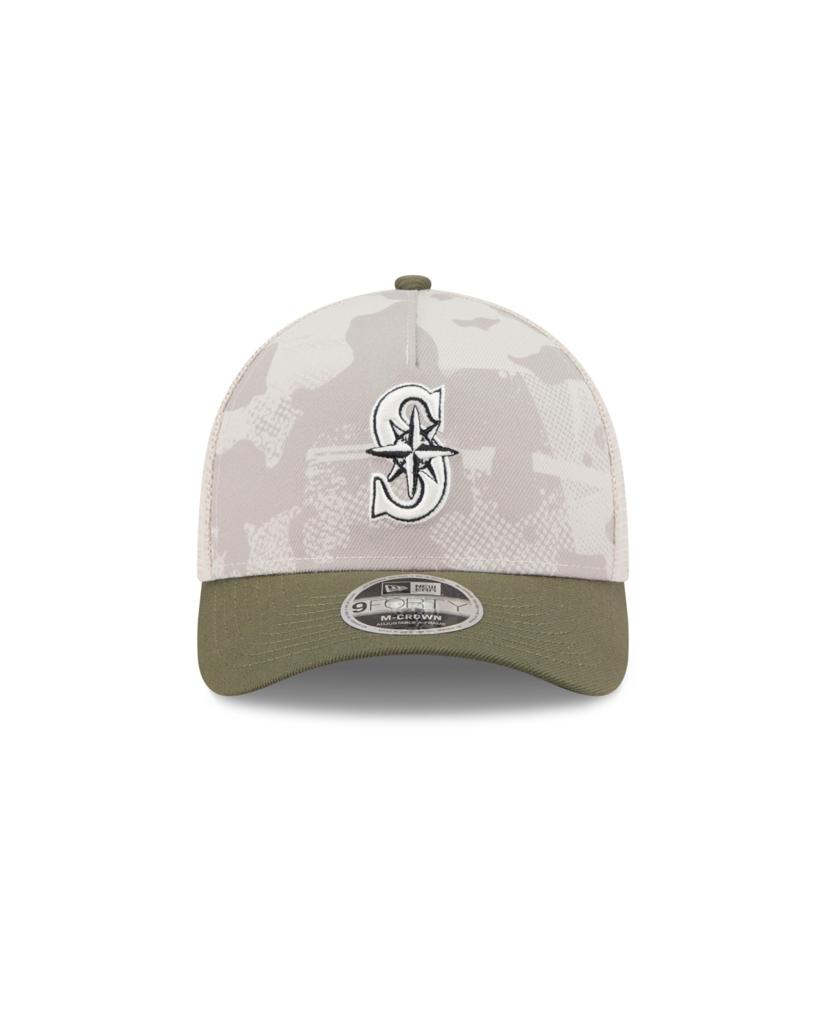 New Era Men's Light Beige/olive Seattle Mariners 2025 Armed Forces Day 9forty M-crown A-frame Adjustable Hat