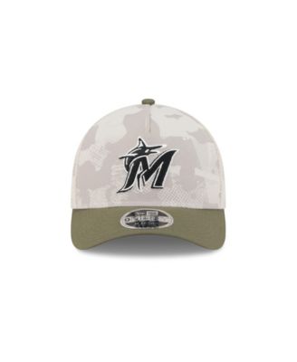 Men's Light Beige/Olive Miami Marlins 2025 Armed Forces Day 9FORTY M-Crown A-Frame Adjustable Hat