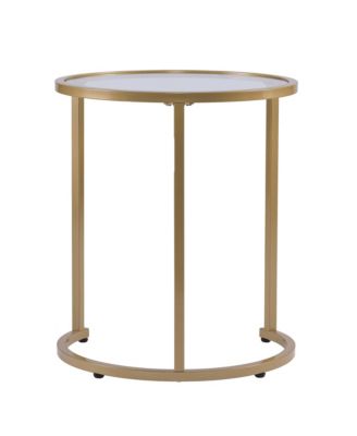 Set of Two Glass and Steel Round Nested Tables for Living Room or Bedroom