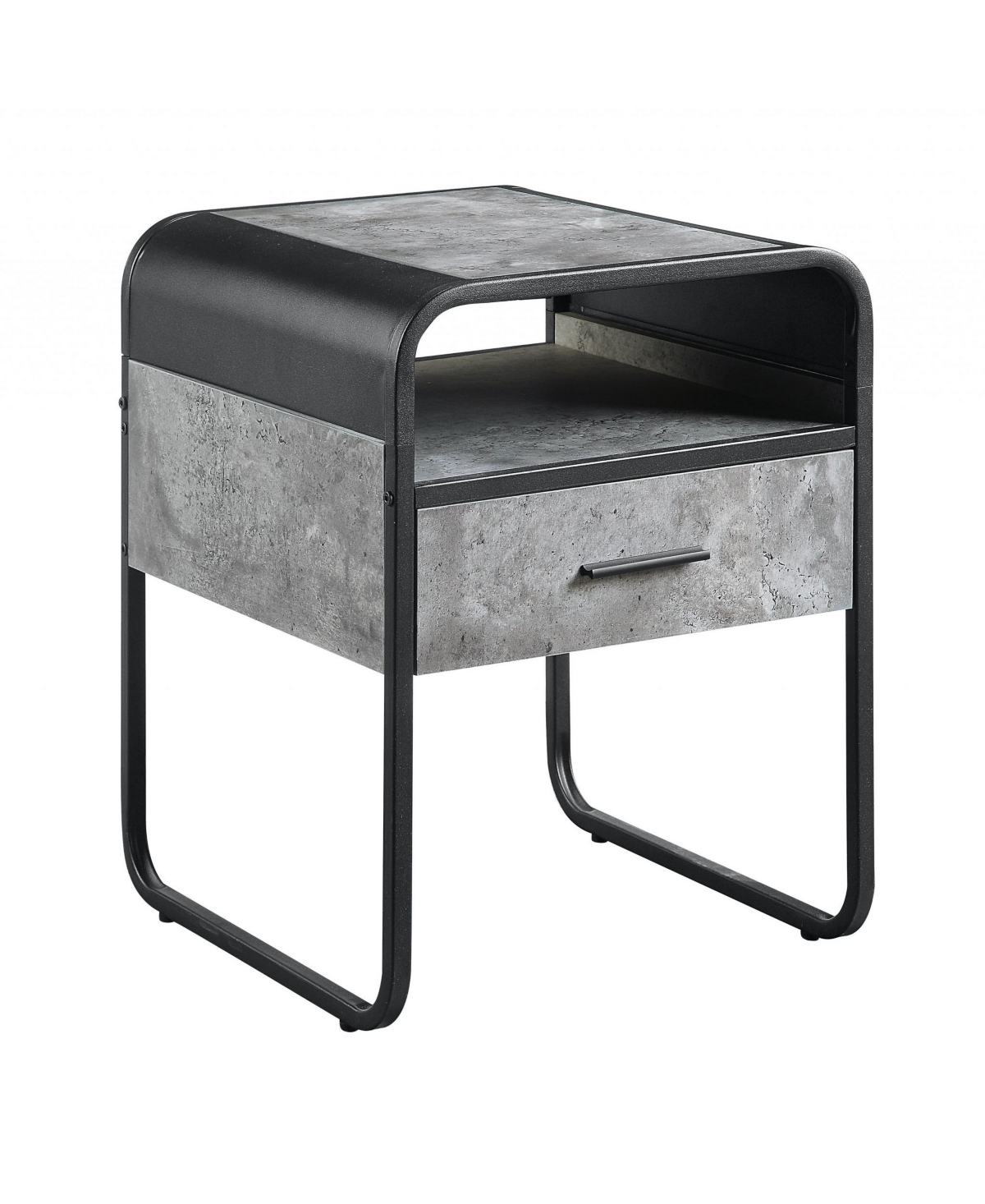 Square Wood and Metal End Table with Storage Drawer and Shelf