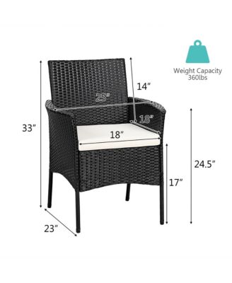 2PCS Chairs Outdoor Patio Rattan Wicker Dining Arm Seat With Cushions