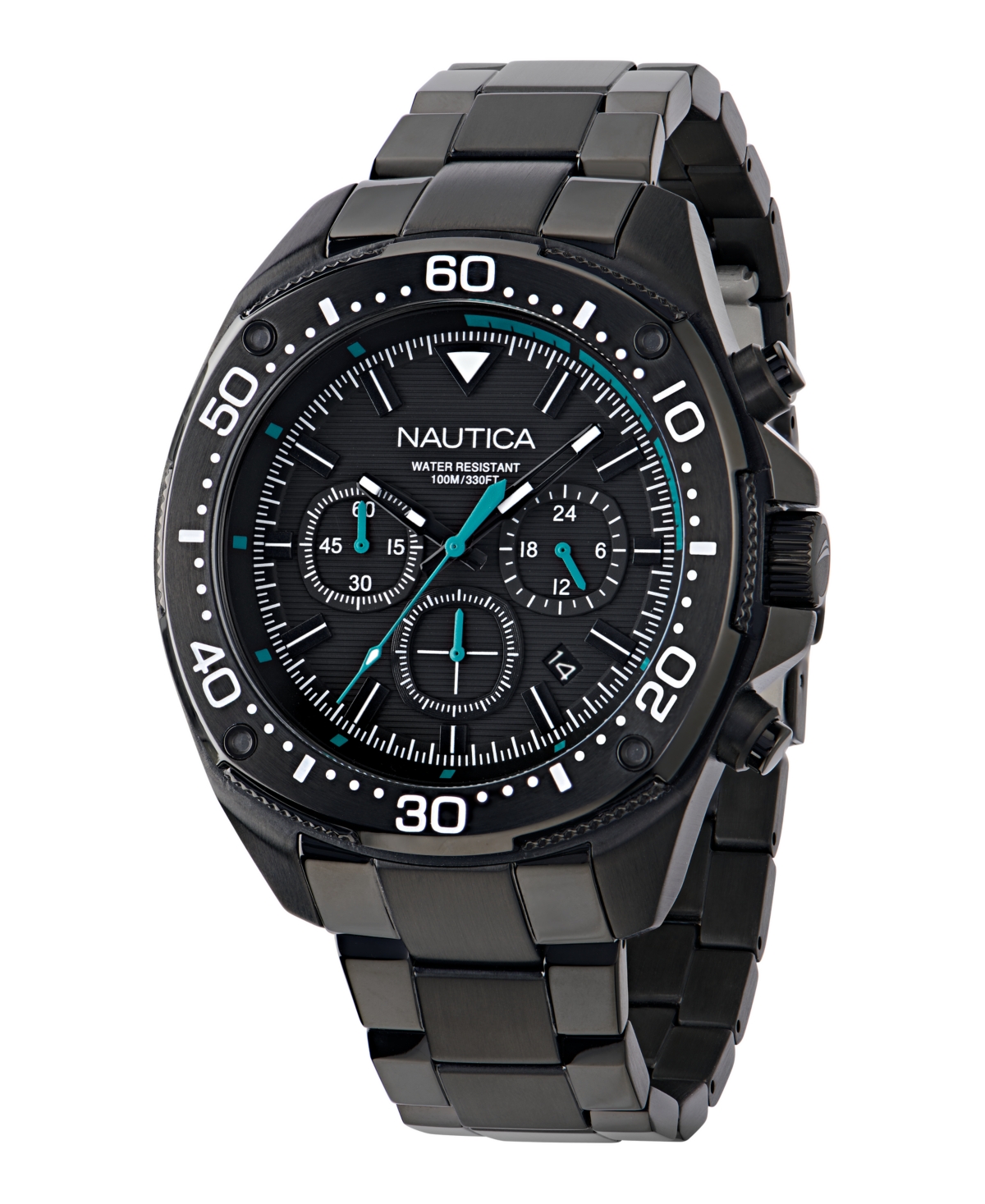Men's Chronograph Black Stainless-Steel Watch, 46mm - Black