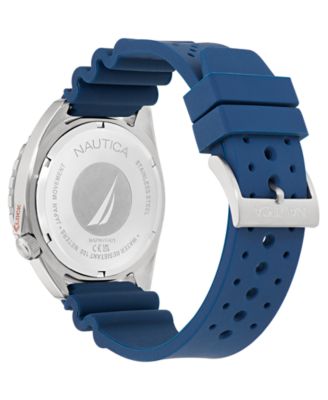 Men's Analog Blue Silicone Watch, 44mm