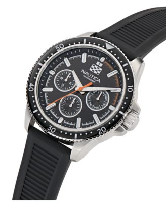 Men's Analog Black Silicone Watch, 46mm