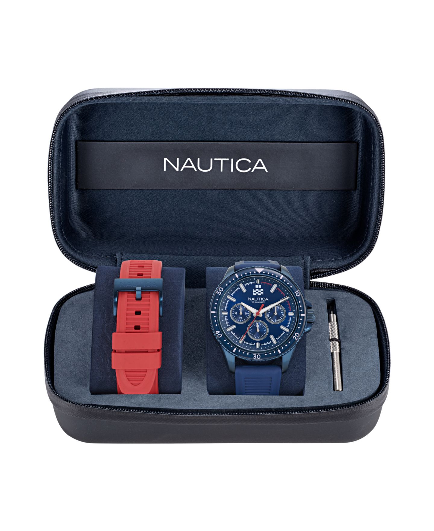 Мужские часы Nautica Analog Blue Silicone Watch Set, 46mm — фото 5