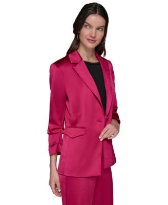 Women's Satin Scrunched-Sleeve Jacket