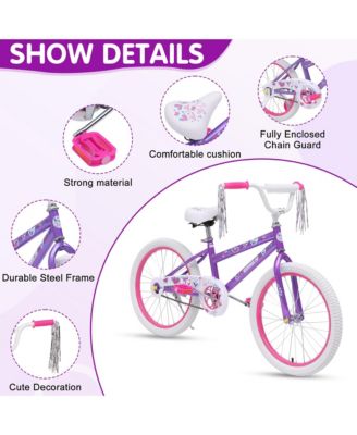 20-inch Kids Bike with Removable Training Wheels, Adjustable Seat and Handlebar for 3-8 Years Olds