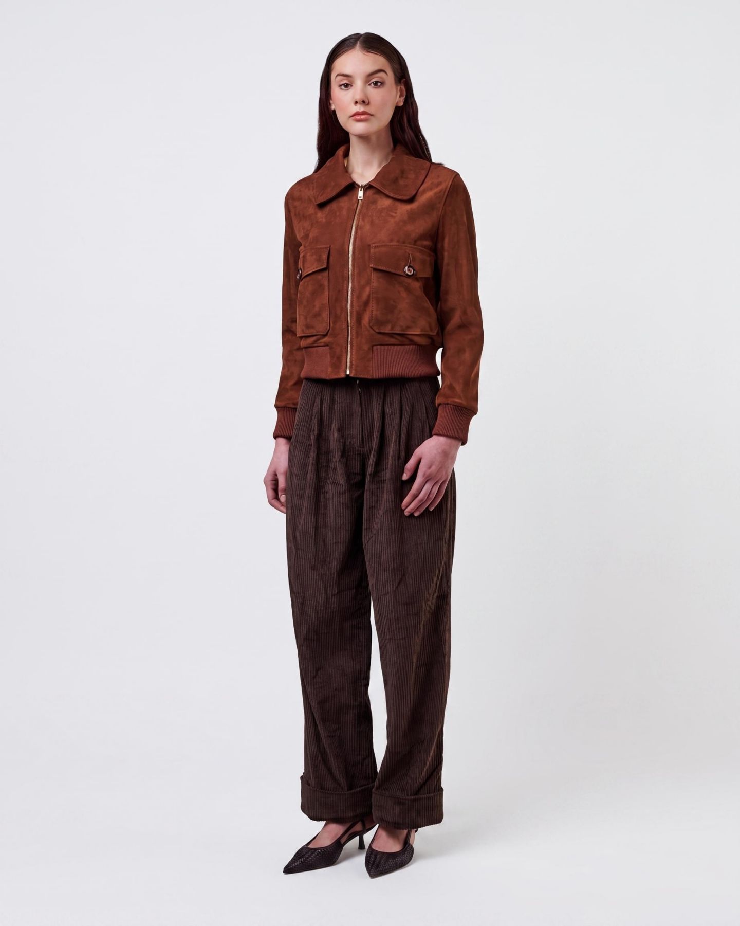 Женская куртка Furniq UK Evie Suede, цвет: Каштановый — фото 4