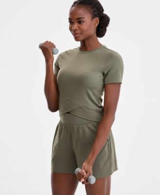 Women's Overlap Cropped Crewneck T-Shirt