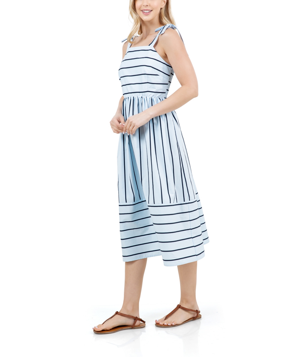 Fever Women's Sleeveless Bow Tie Straps Midi Dress