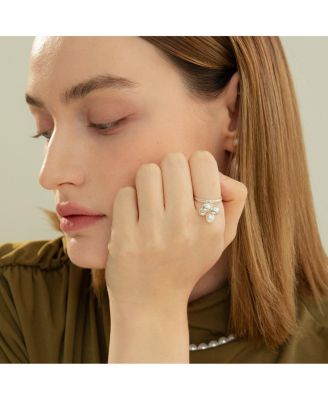 Sterling Silver Isabelle Cluster Pearl Adjustable Ring