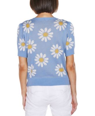 Women's Daisy Jacquard V-Neck Cardigan Sweater