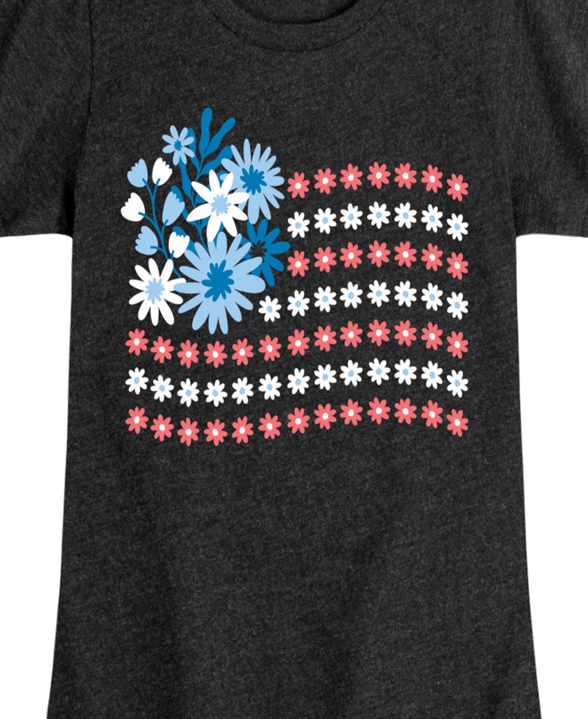 HYBRID APPAREL BIG GIRLS AMERICANA FLORAL FLAG GRAPHIC T-SHIRT 