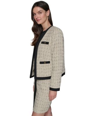 Women's Tweed Open-Front Framed Jacket